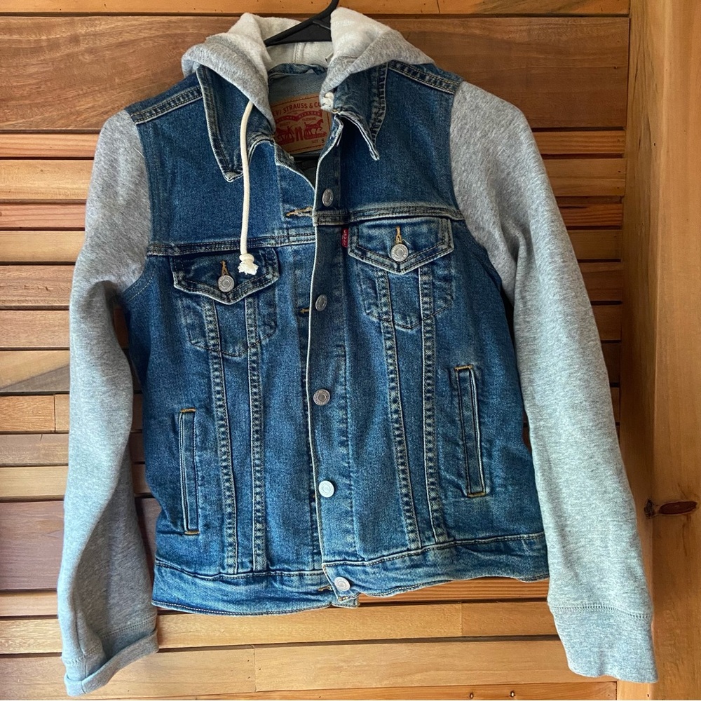 Levi's Denim and Gray Hoodie Jacket